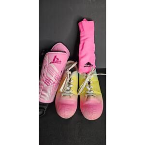 Brava Soccer Cleats Girls Size 3.5D Shin Guards Pink Addias Socks